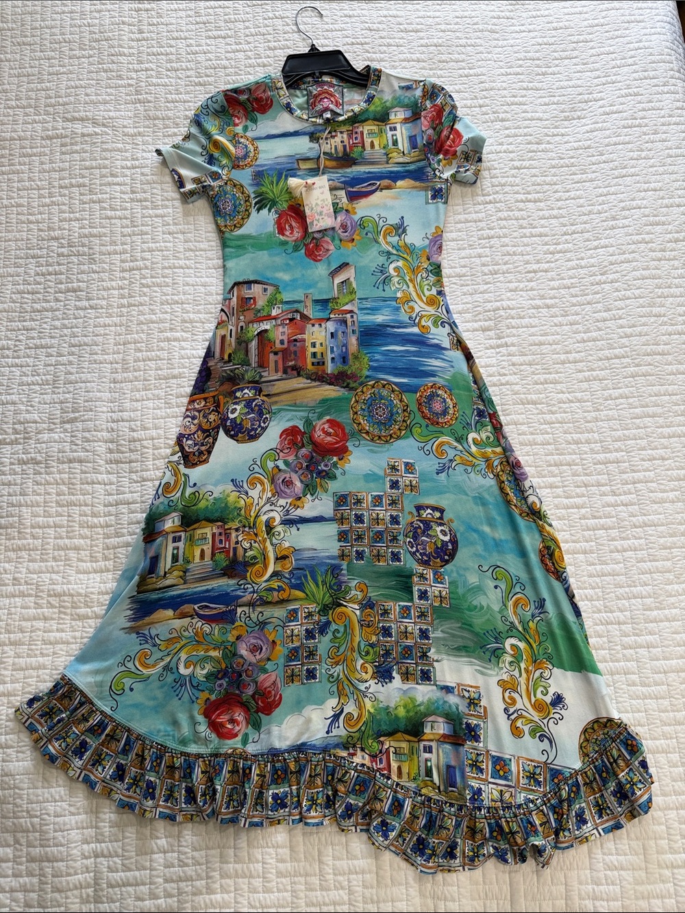 Johnny Was The Janie Favorite Asymmetric Hem Short Sleeve Dress - Picture 7 of 11